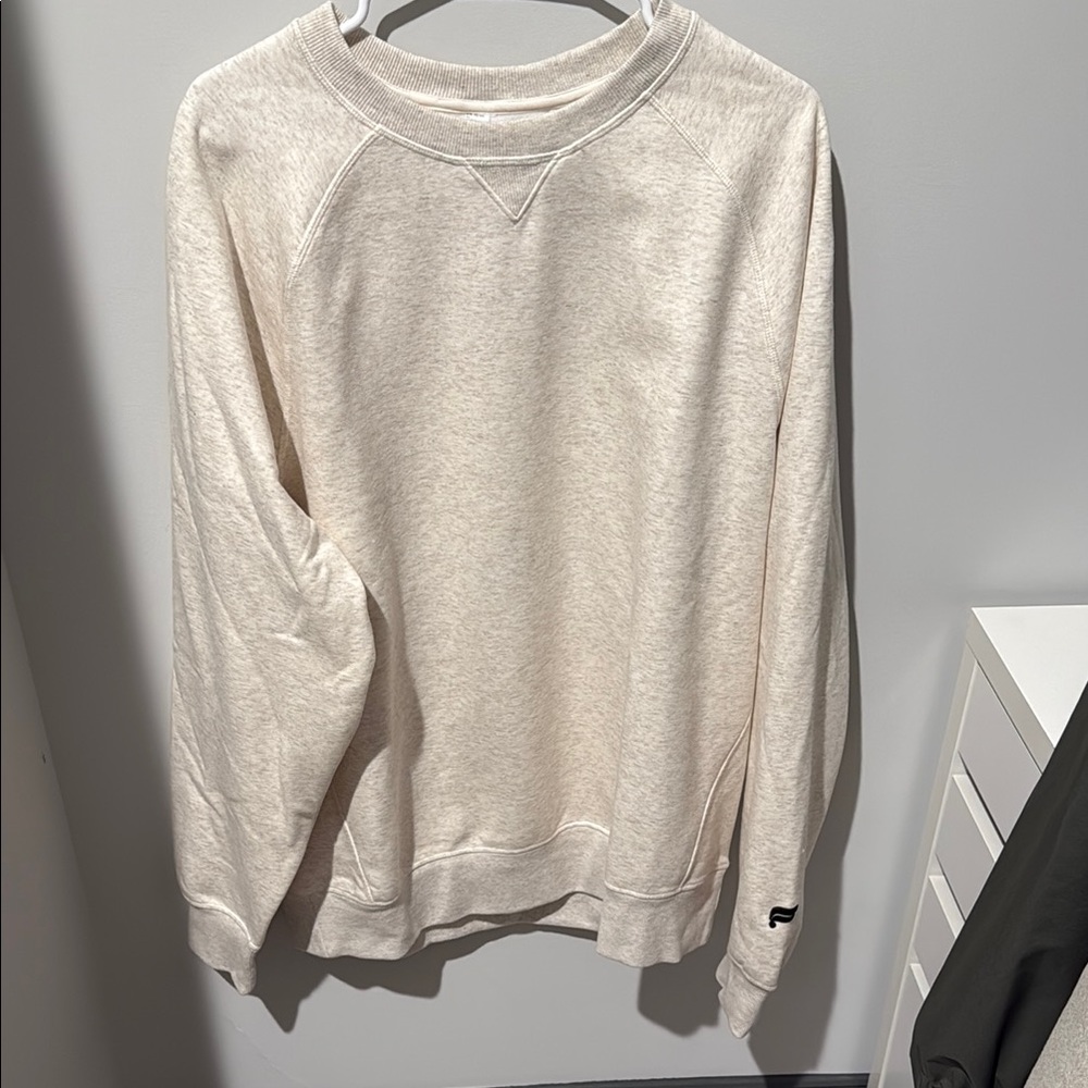 Fabletics Cream Crewneck Sweater Soft Knit Classic